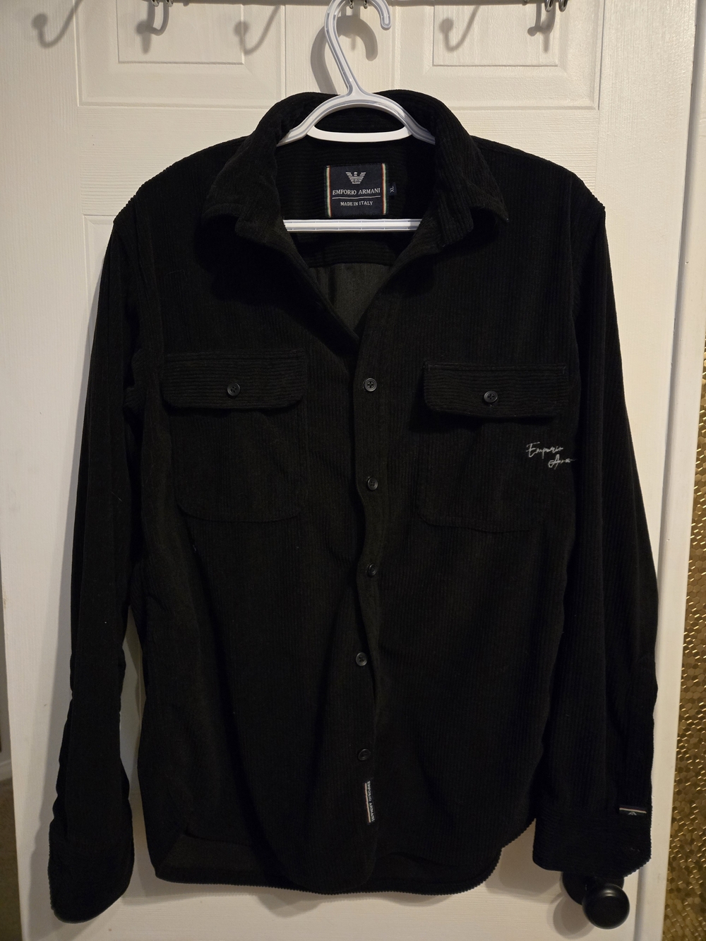 Emporio Armani Black Corduroy Shirt Jacket